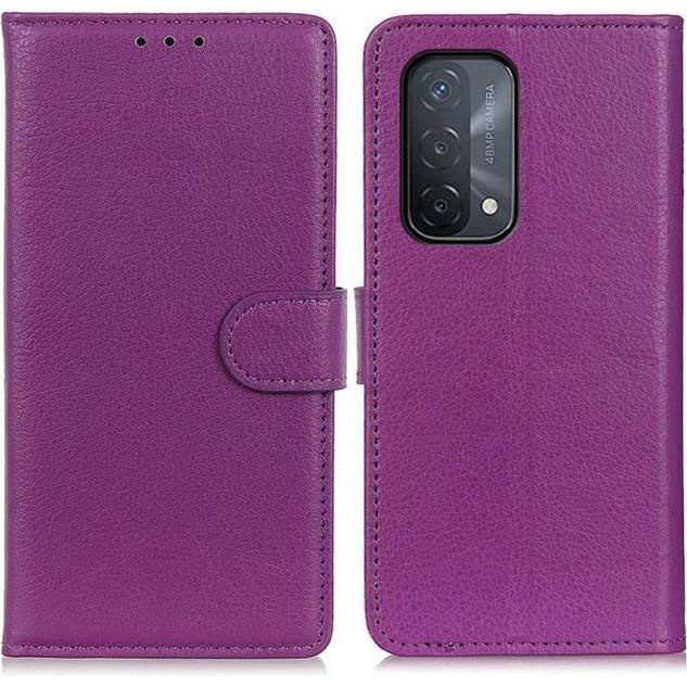 Thumbnail - MU Classic Litchi Leder Bookcover Series (Oppo A74 5G), Smartphone Hülle, Violett