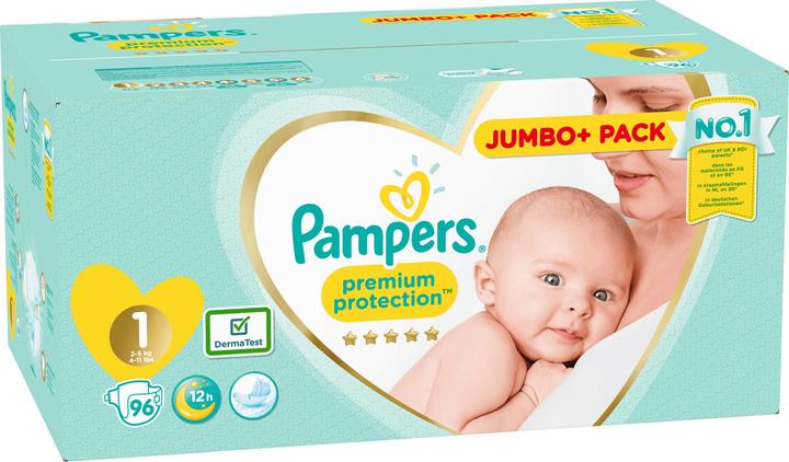 Actual product image Pampers Premium Protection (Size 1, Half month box, 96 Piece)