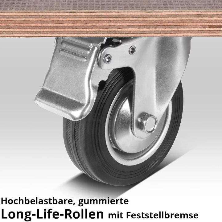 Immagine prodotto Stahlwerk Rollwagen mit Handgriff bis 300 kg 90x60 cm Rollbrett Transportroller (300 kg)