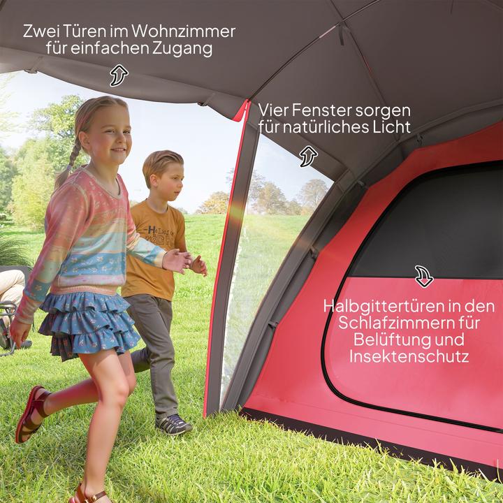Produktbild Outsunny Campingzelt Polyester, Kunststoff Grau (Tunnelzelt, 6 Personen)