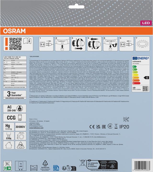 Image du produit Osram Led Tube T9 Em (G10q, 2200 lm, 1x)