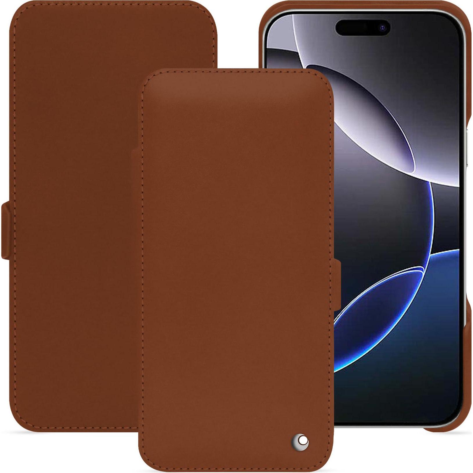 Noreve Lederschutzhülle horizontal (Apple iPhone 16 Pro Max), Smartphone Hülle, Braun