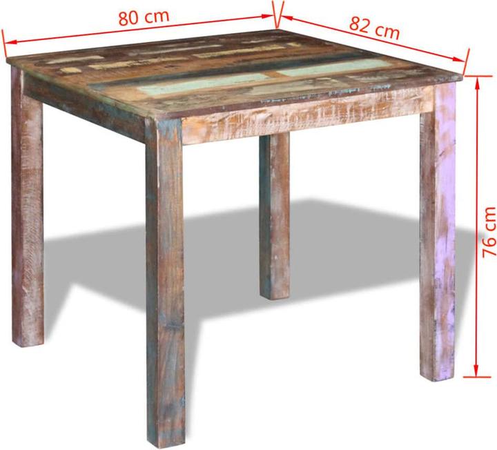 Image du produit vidaXL Esstisch Altholz 80x82x76 cm,Farbe: Mehrfarbig,Material (80 x 82 x 76 cm)