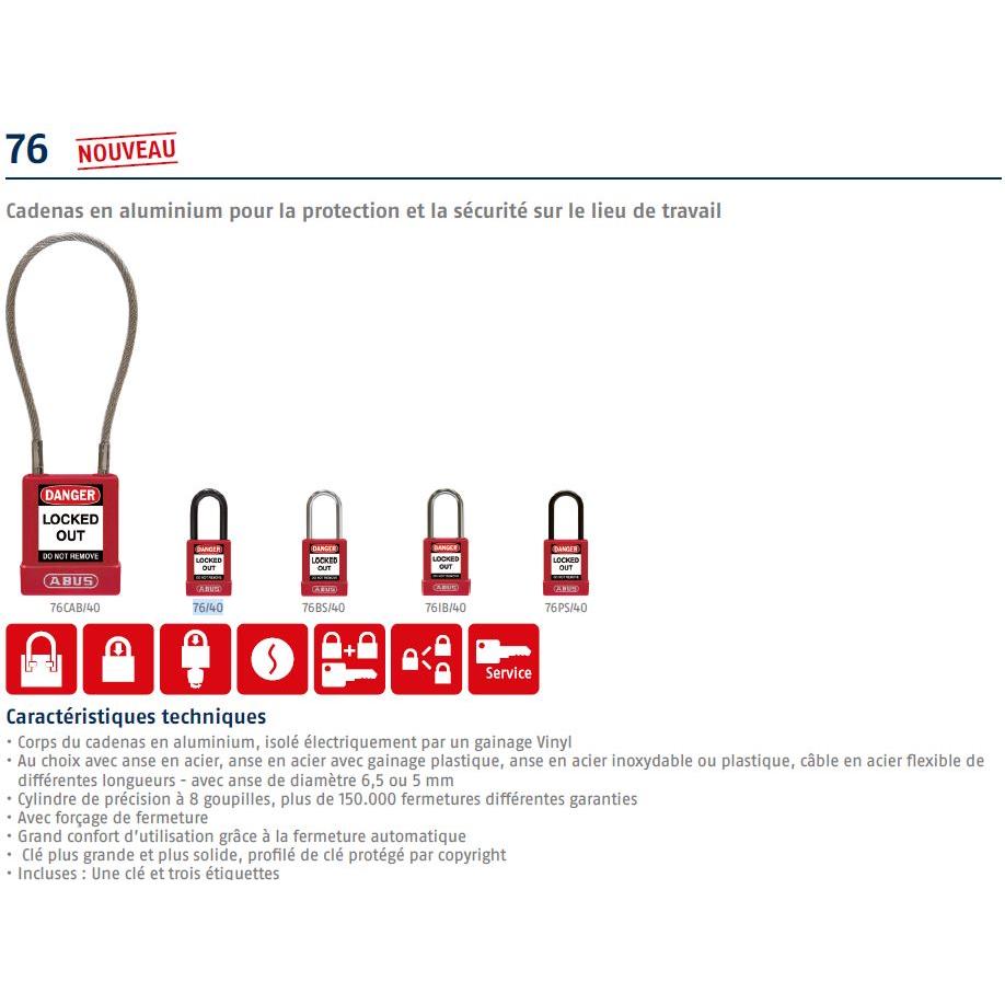 Thumbnail - Abus, Vorhängeschloss, Vorhängeschloss mit Schlüssel gleichschliessend, Aluminium, Bügel-Ø 7mm x 40mm