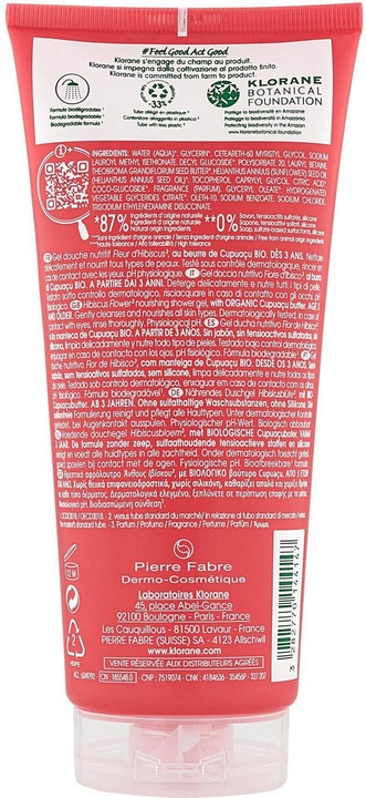 Immagine prodotto Klorane Gel doccia con fiori di ibisco (200 ml)