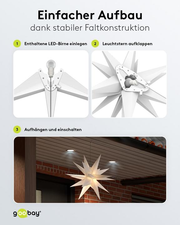 Produktbild Goobay LED-Weihnachtsstern 3D, Ø 56 cm, batteriebetrieben