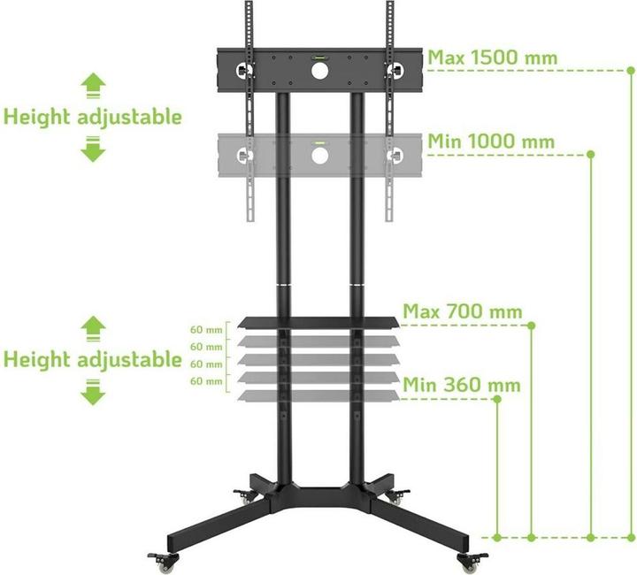 Image du produit Techly ICA-TR6 Chariot TV (60 kg, 30" - 65")