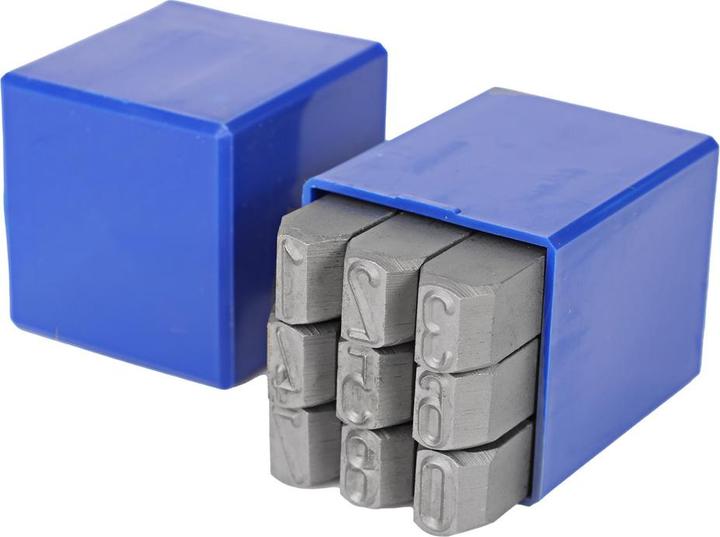 Produktbild Dönges Handschlagstempelsatz angespitzt, 9-teilig, Zahlen 0-9, Schrifthöhe 4 mm