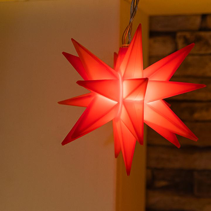 Produktbild Idena LED Lichterkette 10 Sterne rot Ø 12cm (7.70 m)