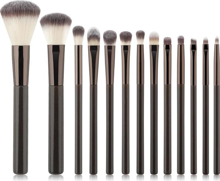 Actual product image Alopini 11pcs solid wood handle makeup brush set with Bag (Set)