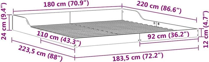 Actual product image vidaXL Plattformbettgestell (180 x 220 cm)