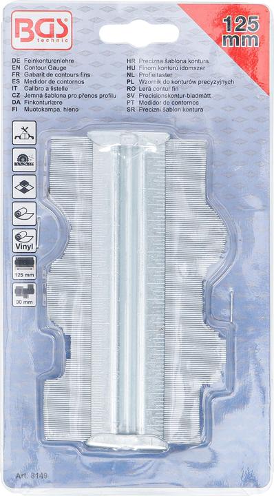 Image du produit BGS Gabarit de contours fins métal longueur 125 mm (Poignée de porte)