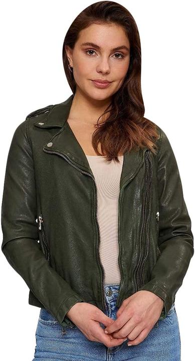 Actual product image Goosecraft Leaf Green Leather Jacket (XS)