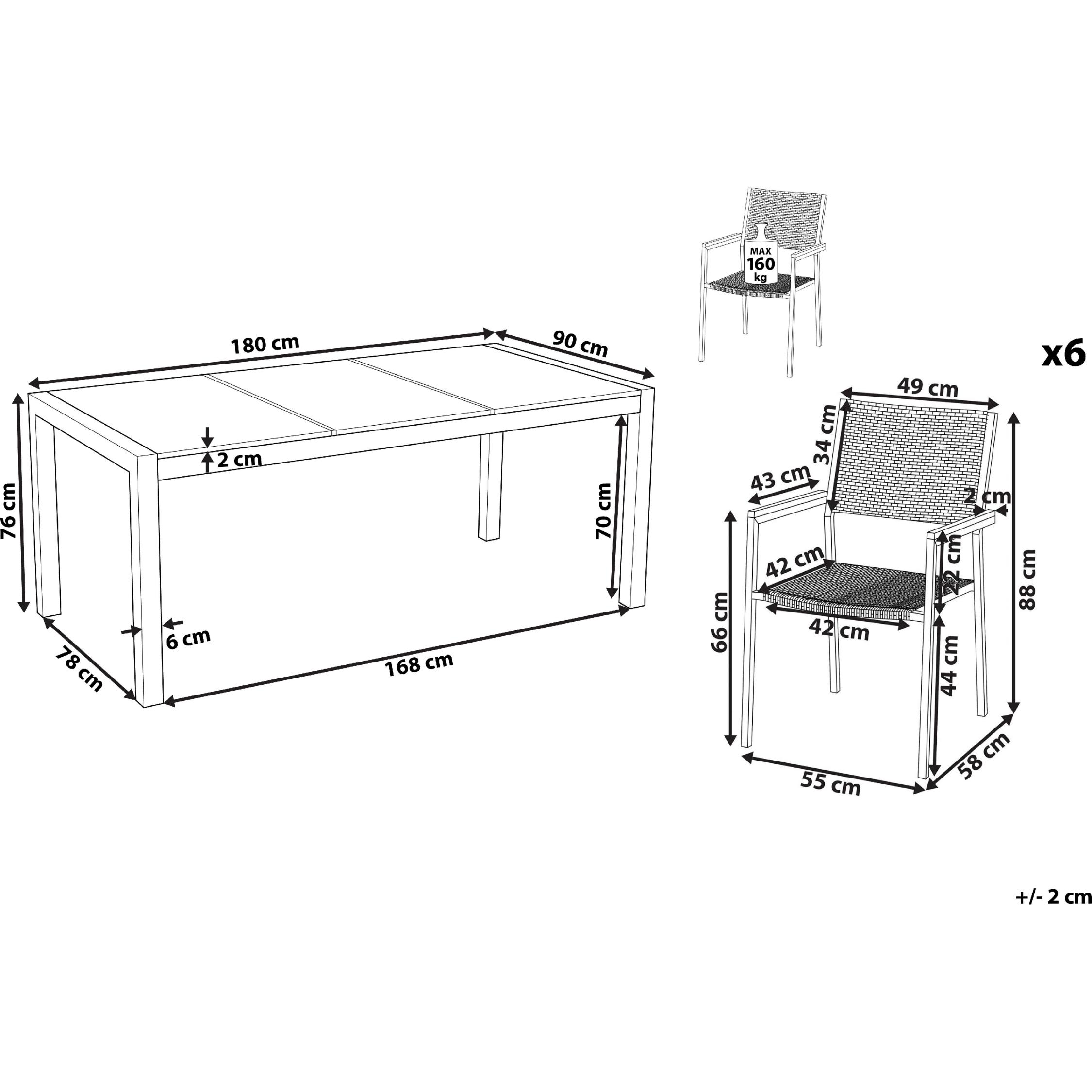 Thumbnail - Beliani, Gartentisch + Balkontisch, Cosoleto/Grosseto (180 cm)