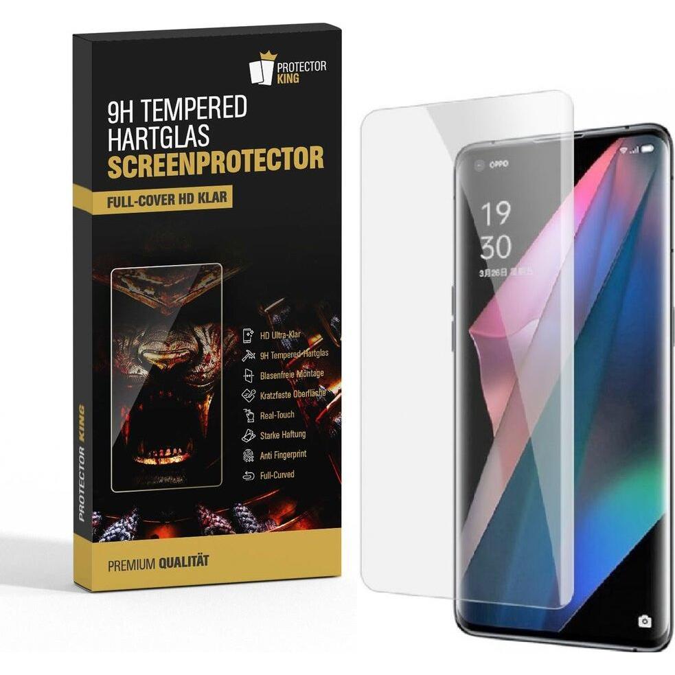 Protectorking 1x echtes Tempered 9H Panzerhartglas 3D KLAR (1 Stück, Oppo Find X3 Pro), Smartphone Schutzfolie