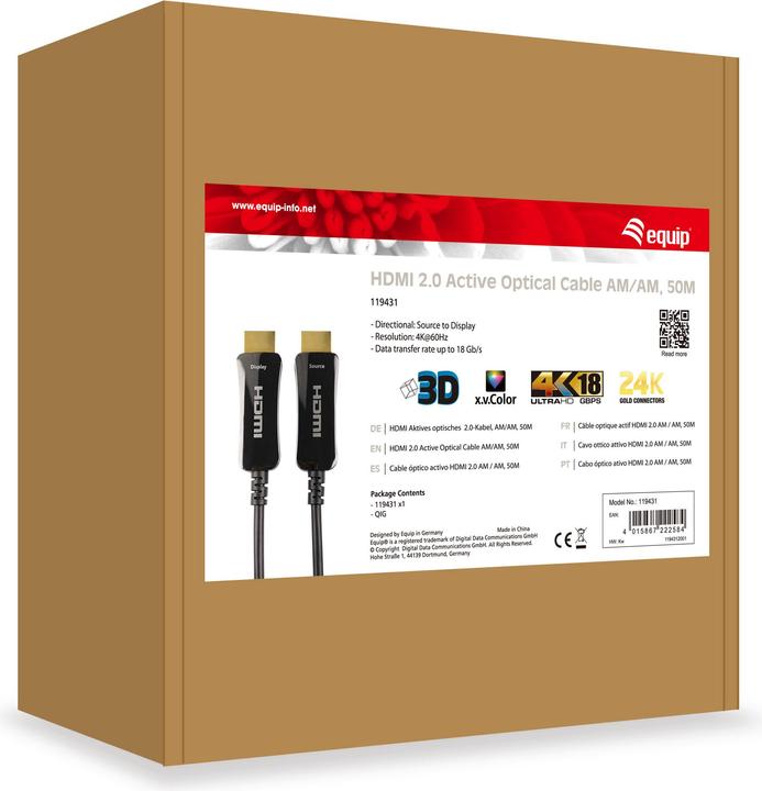Actual product image equip HDMI PHS Ethernet 2.0 A-A St/St 50.0m 4k60Hz HDRopt.sw (50 m)