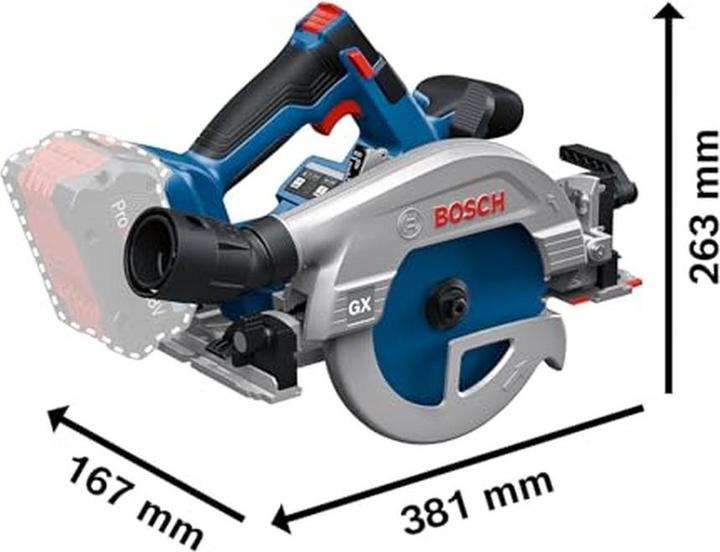 Productafbeelding Bosch Professional Accu-handcirkelzaag GKS 18V-57-2 GX Professional solo, 18Volt (blauw/zwart, zonder accu en lader)