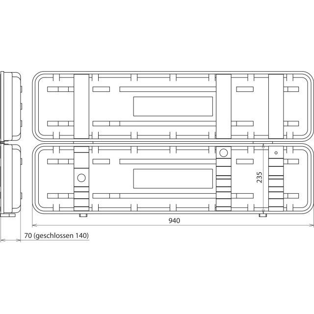 Thumbnail - Dehn, Werkzeugkoffer, KKL PHE3 Kunststoff-Koffer leer f. Spannungs- prüfer PHE III 930x215x14
