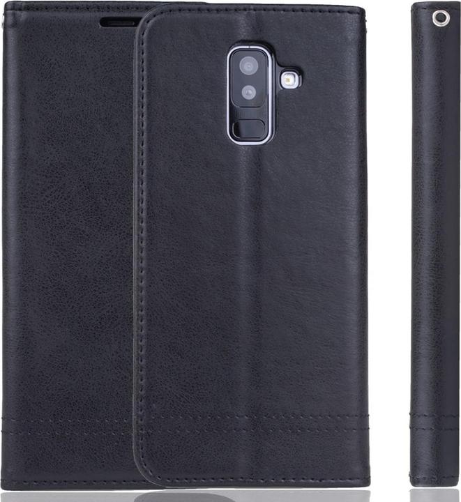 Produktbild König Design Handyhülle für Samsung Galaxy A6 Plus (2018) Schutztasche Wallet Case Schwarz (Nokia X6 2018)