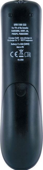 Actual product image Schwaiger 20 keys, 2x AAA (Universal remote control, Infrared)