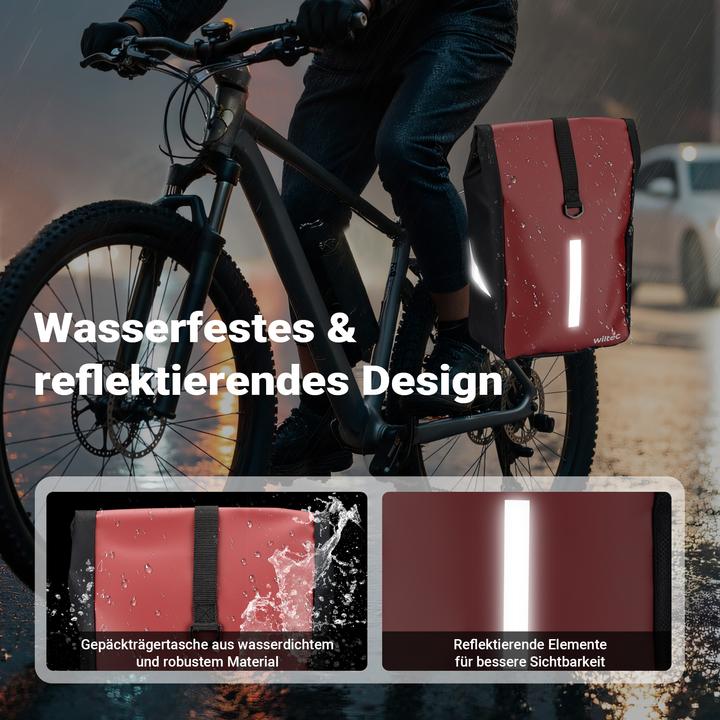 Produktbild Wiltec Gepäckträgertasche rot 16l Fahrradtasche Gepäckträger Gepäcktasche (16 l, Gepäckträgertasche)