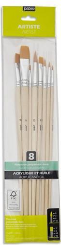 Produktbild Pebeo 8 flacher ML-Pinsel + runder Poly-Do