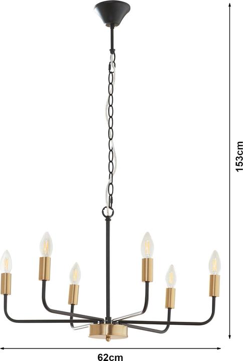 Immagine prodotto Lux.Pro Kronleuchter Bishop Metall Schwarz/Messingfarben