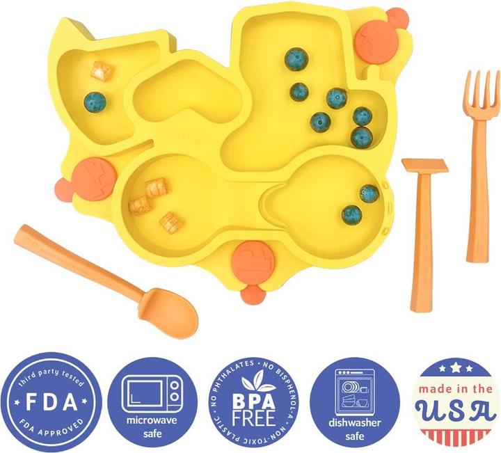 Actual product image Constructive Eating Baby truck plate, yellow