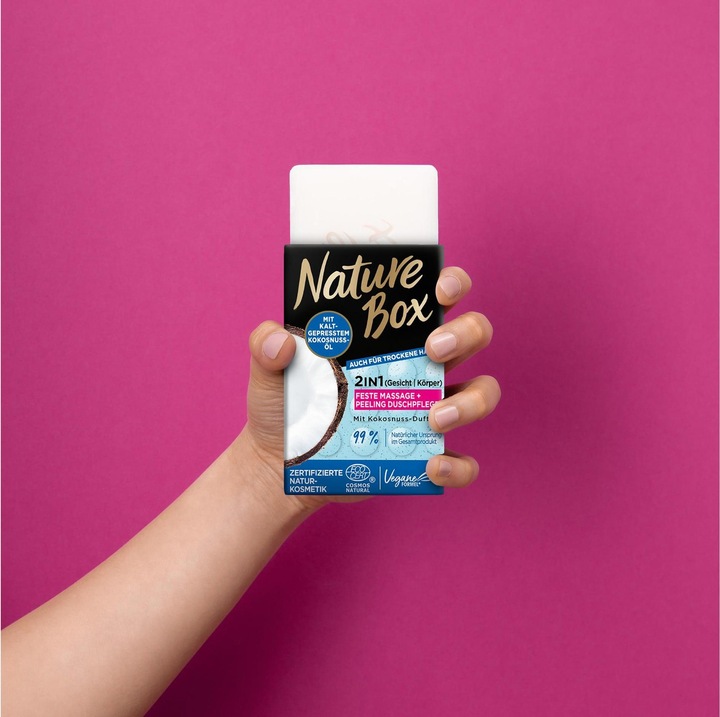 Immagine prodotto Nature Box Firm 2in1 Massaggio + Scrub sotto la doccia con fragranza di cocco 90 g