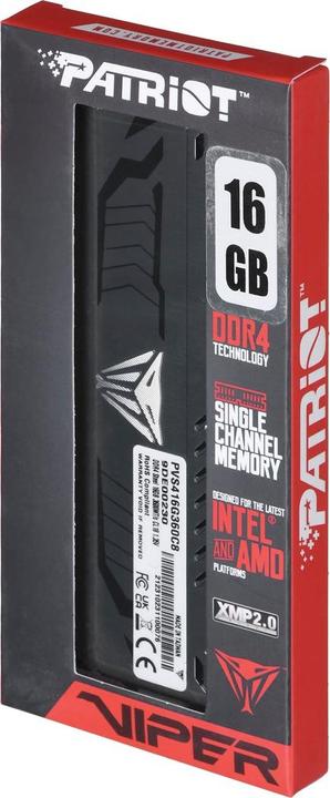 Produktbild Patriot Viper Steel“ atmintis, DDR4, 16 GB, 3600 MHz, CL18 (PVS416G360C8) (1 x 16GB, 3600 MHz, DDR4-RAM, DIMM)