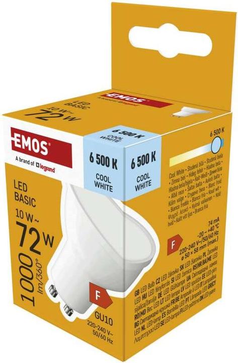 Actual product image Emos LED Bulb Basic MR16 white/ GU10 / 10 W (72W) / 1000 lm / Cool White (GU10, 1000 lm, 1x)