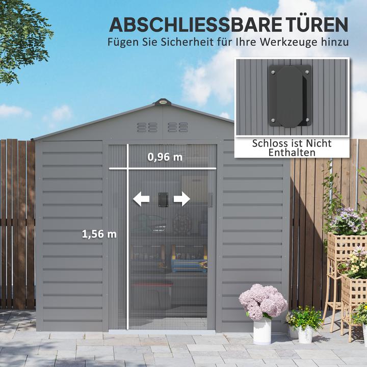 Produktbild Outsunny Gerätehaus Stahl Grau