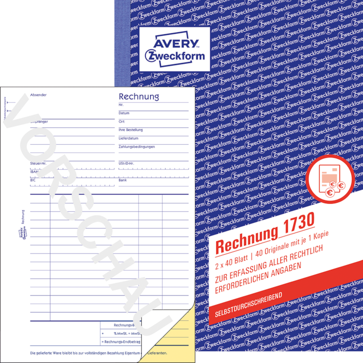 Actual product image Avery Invoice A5 1730 (40 x)