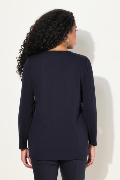 Actual product image Ulla Popken Rhinestone Neckline Long Sleeve V-Neck tee (58)