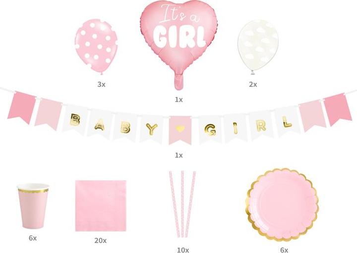 Partydeco Party decorations set - It's a girl (1 pkt / 49 pc.) (1 Stück)