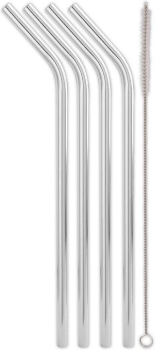 Weis Edelstahl-Trinkhalm angewinkelt - Set 4 (4 x)