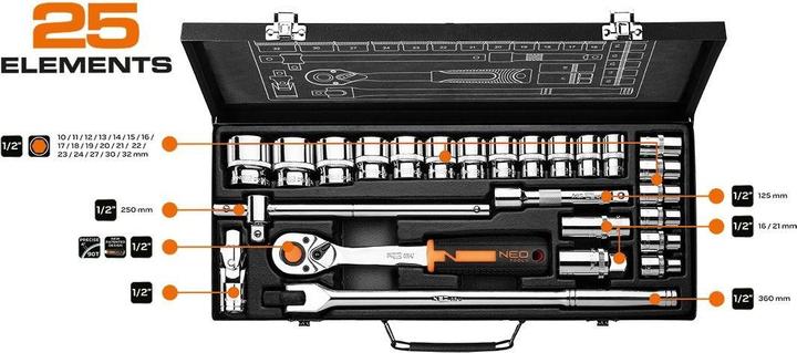 Image du produit Neo Zestaw narzędzi 10-036 25 el. (1/2")