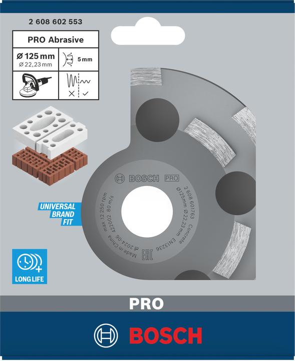 Immagine prodotto Bosch Professional Zubehör PRO Mola a tazza abrasiva, 50 x 125 mm, 22,23 mm