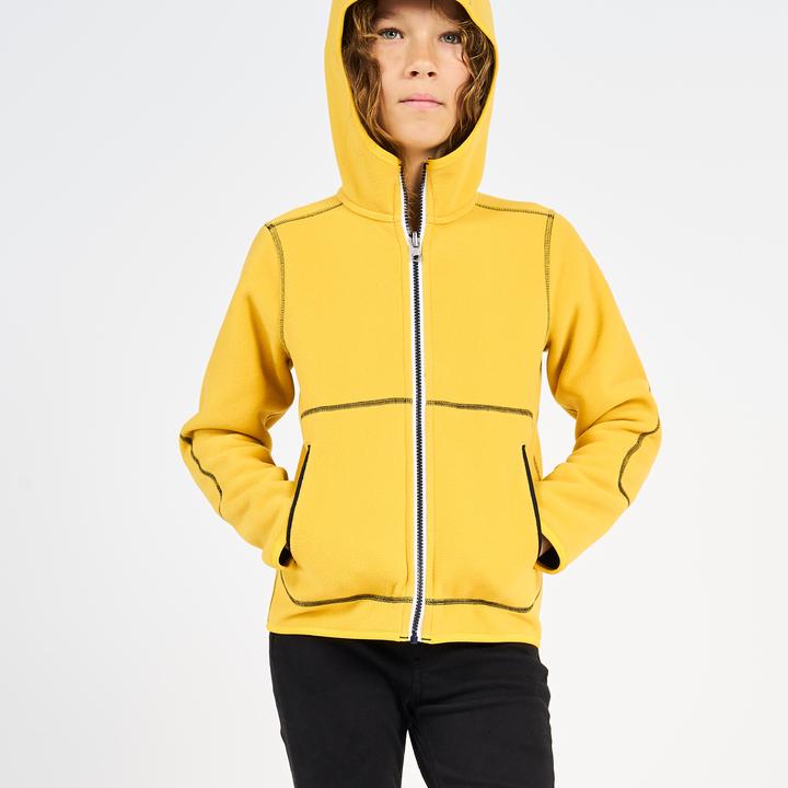 Produktbild Tribord Fleecejacke Segeln Kinder warm wendbar 500 marineblau/gelb (164)
