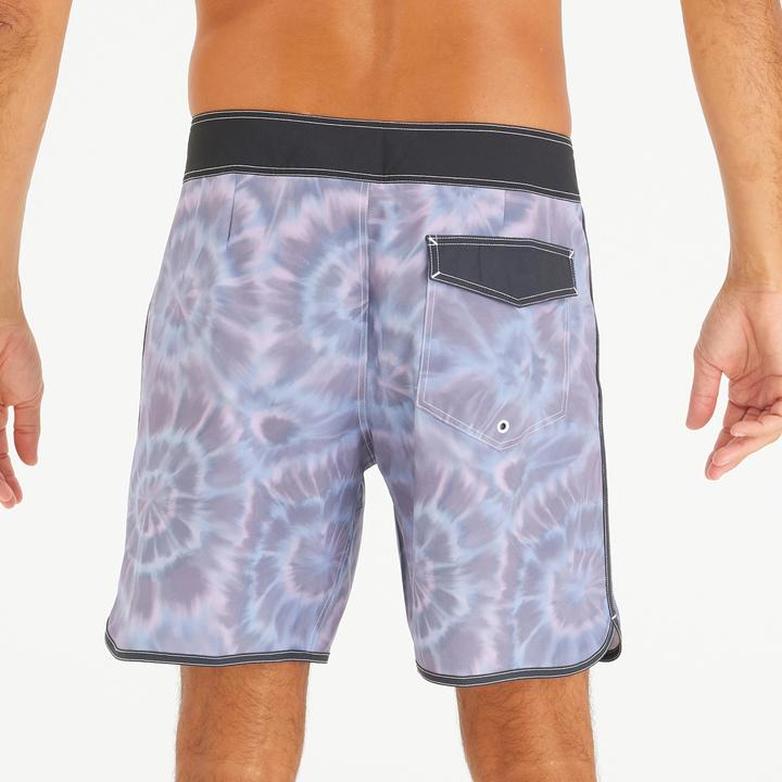 Actual product image Olaian Men's Boardshorts Surf 500 18" Long - Tye & Van Black (44, Frequency band 38 (2600 MHz))