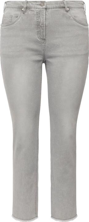 Image du produit Ulla Popken Jean Sarah en tissu stretch, effet délavé et bord frangé (46)