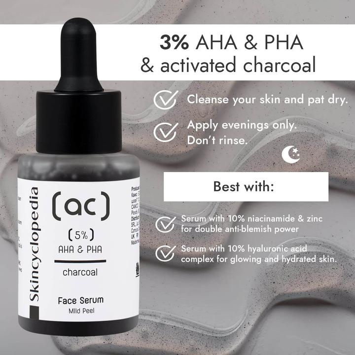 Produktbild Skincyclopedia Face Serum Charcoal 5% AHA + PHA Complex (30 ml)