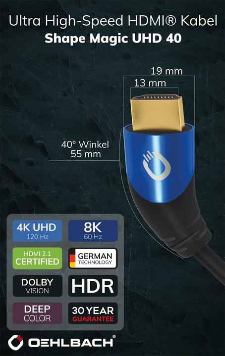 Actual product image Oehlbach HDMI AV connection cable (1x HDMI plug - 1x HDMI plug) 3 m Black (3 m)