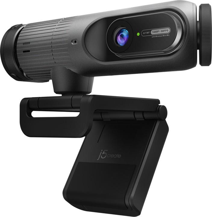 Actual product image j5Create JVU300 2K AI-Powered Webcam with Wireless Microphone and Auto-Focus, Black, 5 MP, 2560 x 14 (5 Mpx)
