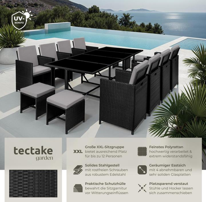 Immagine prodotto tectake Set da giardino in rattan Palma, 8+4+1
