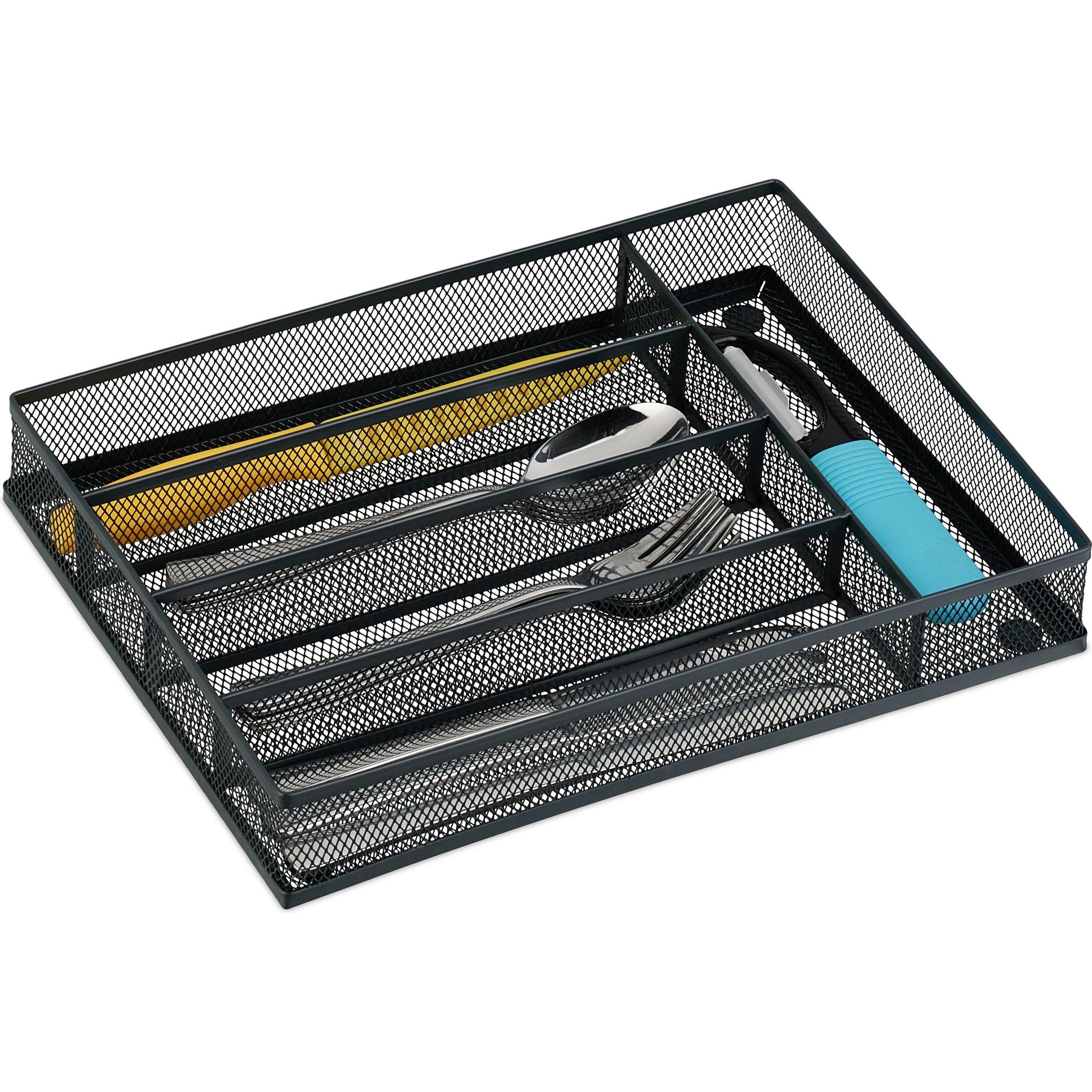 Relaxdays Besteckkasten, Besteckkasten, Grau