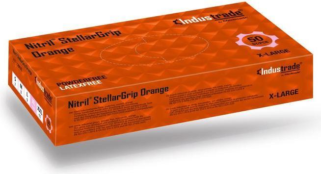 Produktbild Meditrade Industrade® unisex Einmalhandschuhe Nitril® StellarGrip Orange orange Grösse XL 50 St. (XL)