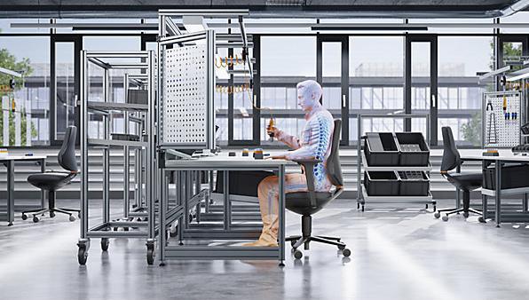 Produktbild Bimos Arbeitsdrehstuhl Aluminium anthrazit Skintec schwarz 570-810 mm (57 - 81 cm)