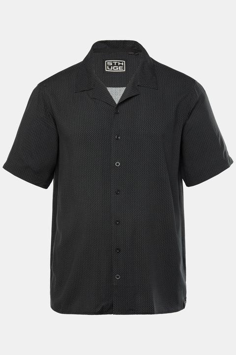 Sthuge Hemd, Halbarm, Kuba-Kragen, Alloverdruck, kastiger Fit