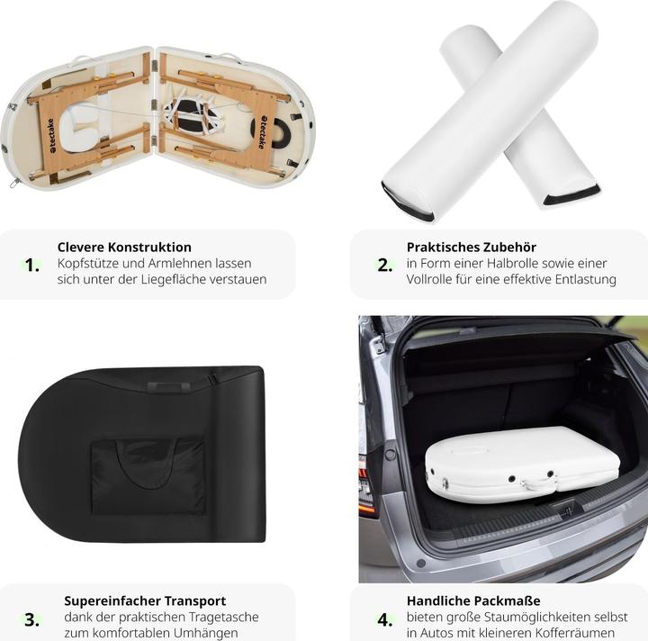 Actual product image tectake Massage table oval with 5 cm padding + rolls